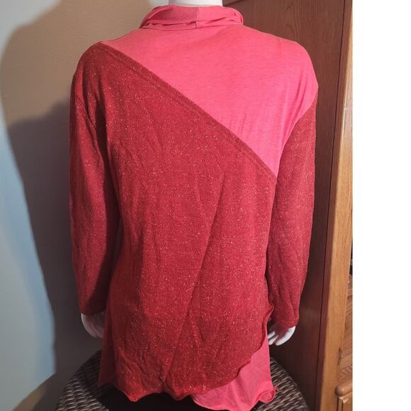 Pink Speckled Lagenlook Oversized Blouse Womens Extra Large Hankey Hem Artsy - Picture 5 of 10